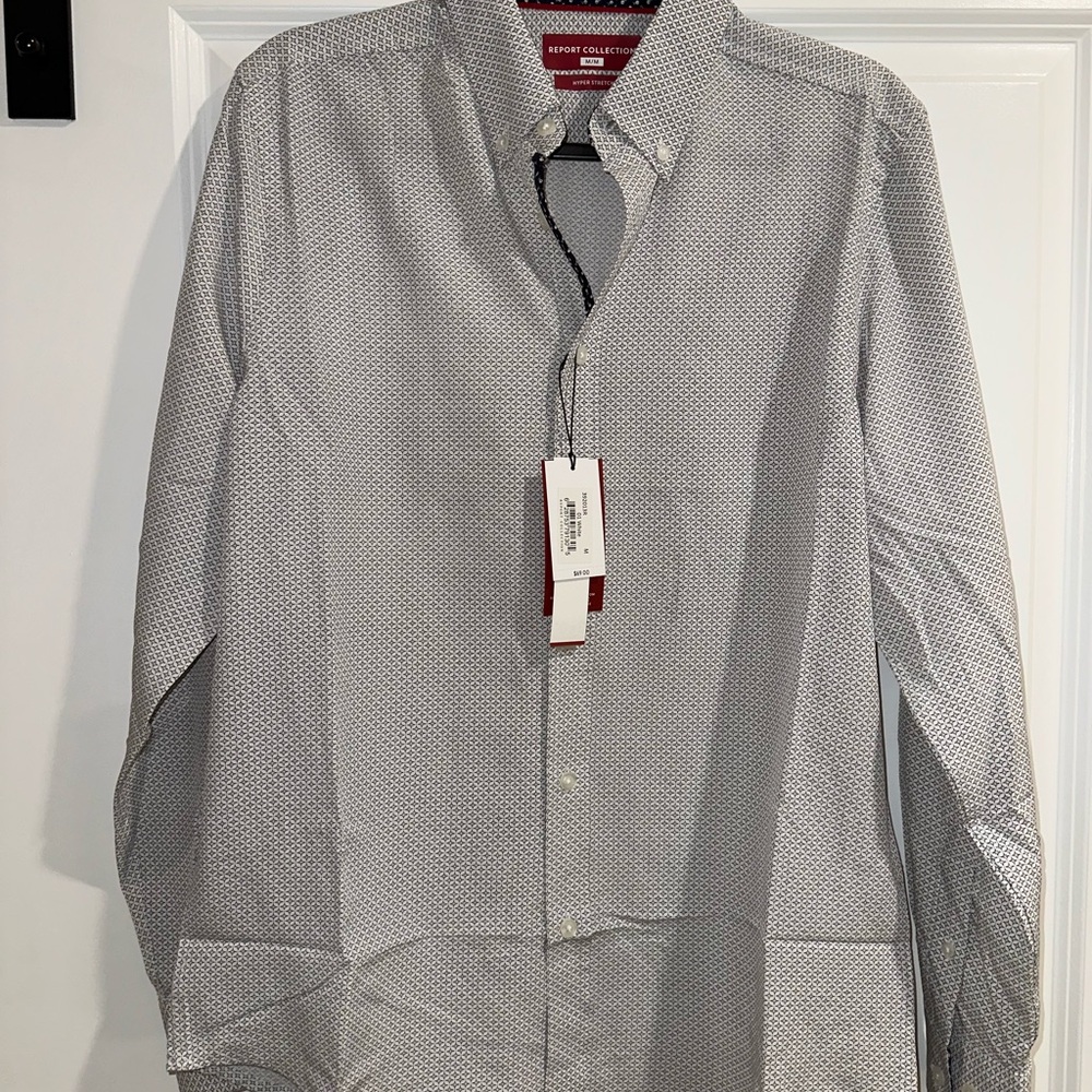 Men’s Report Collection White Casual Button Down Shirt